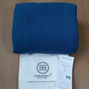 New Threadmill Blue King Size 100% Cotton Blanket